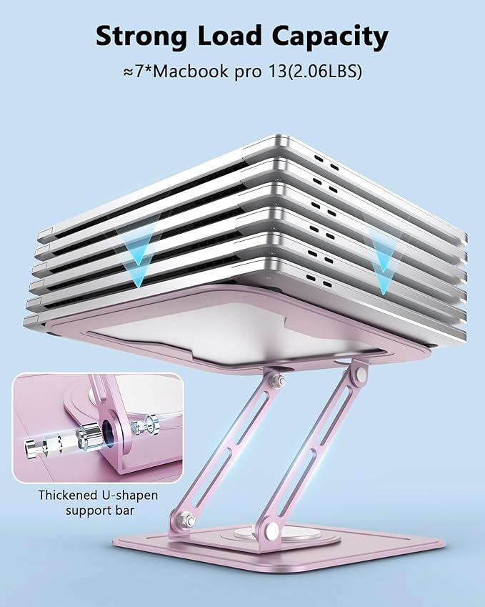 Laptop Srand for Desk,Laptop Riser for Desk, Adjustable Laptop Stand for Desk, Laptop Stand, Protable laptop stand Adjustable Height, Desk Laptop Stands,Stand for laptop on desk,Fits MacBook,Pink