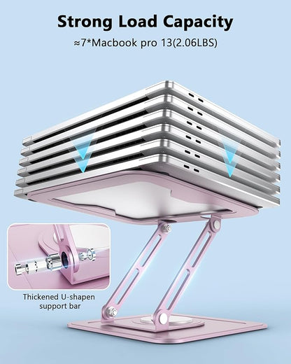 Laptop Srand for Desk,Laptop Riser for Desk, Adjustable Laptop Stand for Desk, Laptop Stand, Protable laptop stand Adjustable Height, Desk Laptop Stands,Stand for laptop on desk,Fits MacBook,Pink