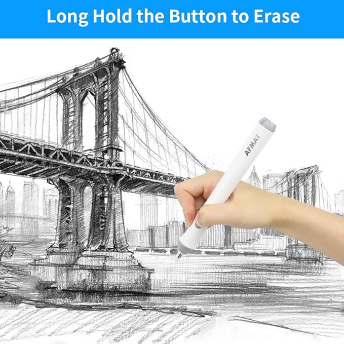 Electric Eraser, Electric Erasers for Artists with 140 Refills, Battery Operated Eraser, Electric Eraser Kit for Drawing, Art, Painting, Sketching, Drafting Pencils, Detailer Tool for Crafting-White