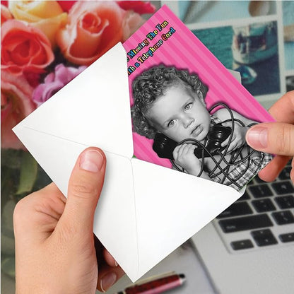 NobleWorks - Humorous Birthday Greeting Card with 5 x 7 Inch Envelope (1 Card) Bday Telephone Cord C2385BDG