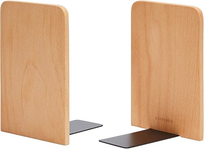Pandapark Wood Bookends,Non-Skid Bookend for Shelves,Heavy Duty Bookends,Book Stand for Books/CDs,1 Pair