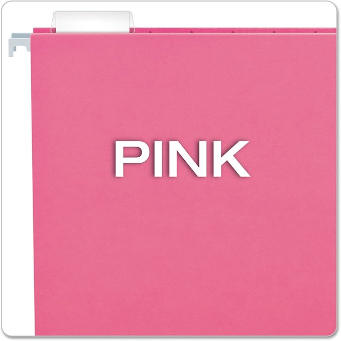 Pendaflex Recycled Hanging Folders, Letter Size, Pink, 1/5 Cut, 25/BX (81609)