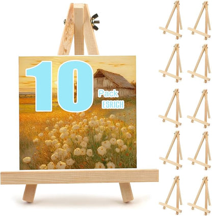 10PCS 9 Inch Wood Easels, Tripod, Painting Party Easel, Kids Student Tabletop Easels for Painting, Easel Stand for Painting Canvases, Portable Canvas Photo Picture Sign Holder.