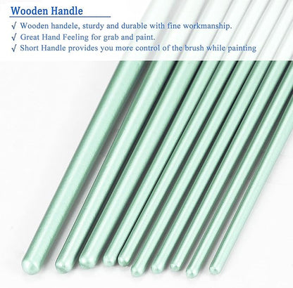 BOSOBO Paint Brushes Set, 4 Pack 40 Pcs Round Pointed Tip Paintbrushes Nylon Hair Artist Acrylic Paint Brushes for Acrylic Oil Watercolor, Face Nail Art, Miniature Detailing & Rock Painting, Green