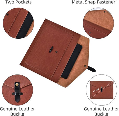 Green Leather File Folder Letter Size, File Organizer, Important Document Folders with Pockets, Document Organizer, Laptop Sleeve Notebook Case, Paper Storage, A4 Envelopes Filing Folder 3PCS