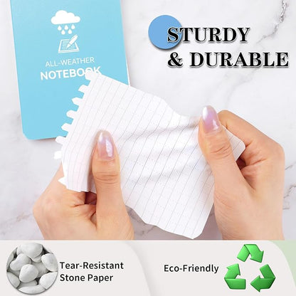 Waterproof Notebook, 4 Pack Top-Spiral Pocket Notepad, 3" x 5" Weatherproof NotePad, All Weather Police Pocket Notebook Little Memo Steno Note Pads for Outdoor Office School Recording, Black