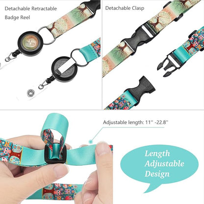 2 Pack Cute Cat Lanyards Badge Holder, Adjustable Lanyard with Retractable Badge Reel, Adorable ID Badge Holder for Teachers, Nurses, Students, Office Staff & Cat Lovers