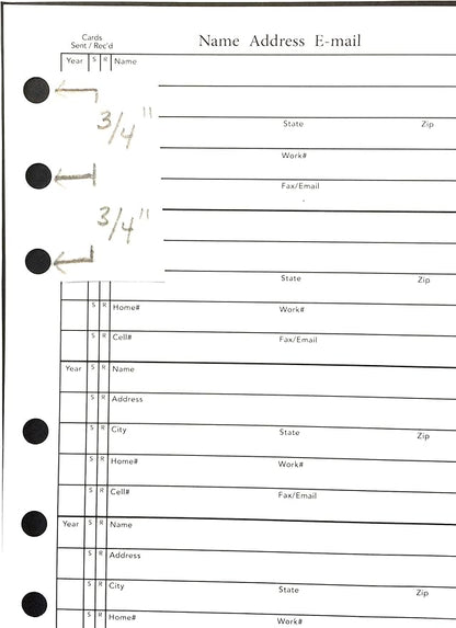 4 3/4 x 6 Inch Address Book Refill Unique Smaller Not Common Size fits older Hallmark and other Brands Please Measure Your Page Size Before Ordering