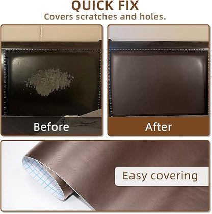 CHEIGHY Self-Adhesive Leather Repair Patch Kit for Furniture, Sofas, Car Seats, Chairs, Shoes - 3.9x79 Inch Light Brwon PU Leather Repair Tape for Couch (Waterproof, Durable, Easy to Use)