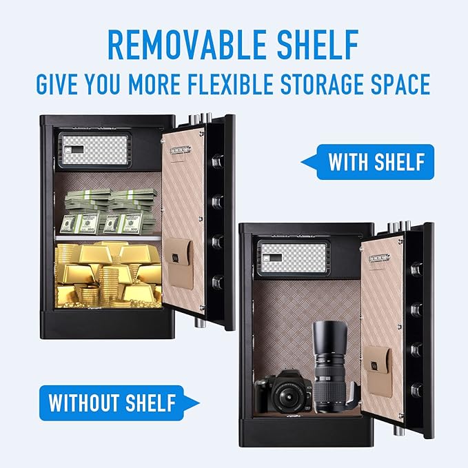 Tenamic Deluxe Biometric Fingerprint Safe Box Smart Touch Screen Fireproof Safe for Home Office Hotel 3.83 Cubic