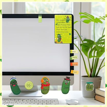 B1ykin Sticky Notes Set - Cartoon Theme Cute Self-Stick Notes Pad Teacher Appreciation Gifts， Self-Adhesive Writing Memo Pages Sticky to Do Notepad for Kids Employee School Office (Pickles)