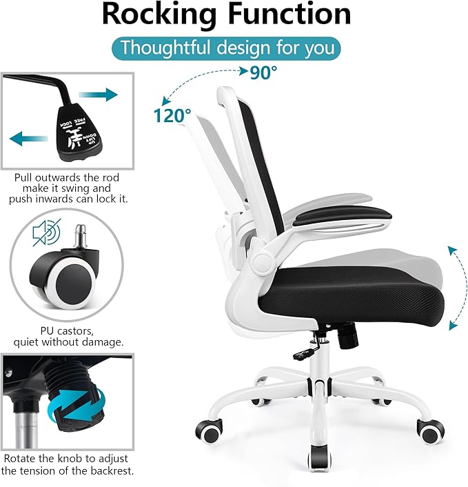 FelixKing Ergonomic Office Chair, Adjustable Lumbar Support, Breathable Mesh Fabric, Durable and Reliable, White