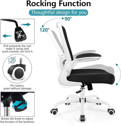 FelixKing Ergonomic Office Chair, Adjustable Lumbar Support, Breathable Mesh Fabric, Durable and Reliable, White