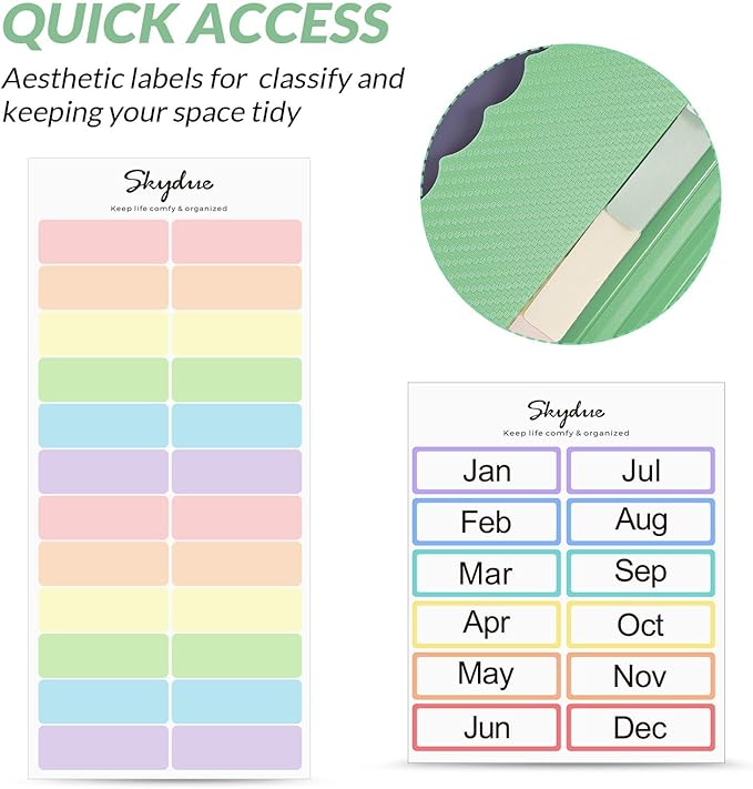SKYDUE File Organizer, 12 Pockets Accordian File Organizer, Letter Size Expanding File Folder with Colored Tabs and Expandable Cover Portable Bill Receipt Organizer Green