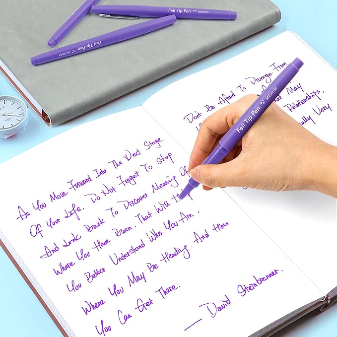 Lelix Felt Tip Pens, 30 Purple Pens, 0.7mm Medium Point Felt Pens, Felt Tip Markers Pens for Journaling, Writing, Note Taking, Planner, Perfect for Art Office and School Supplies