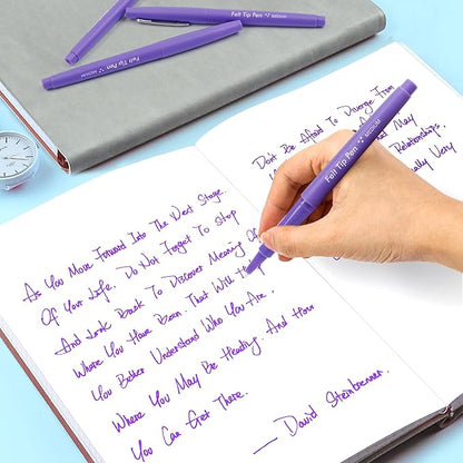 Lelix Felt Tip Pens, 30 Purple Pens, 0.7mm Medium Point Felt Pens, Felt Tip Markers Pens for Journaling, Writing, Note Taking, Planner, Perfect for Art Office and School Supplies