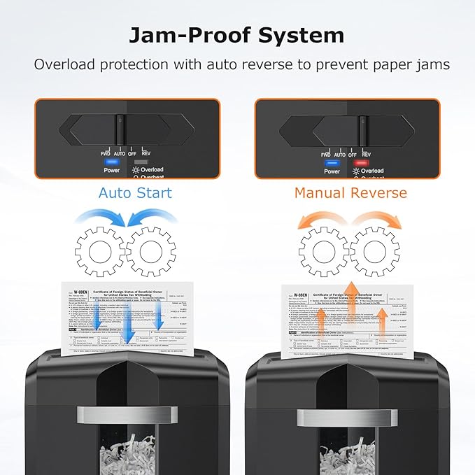 Bonsaii Paper Shredder, 12 Sheet Cross Cut Shredders for Home Office Heavy Duty, 20-Minutes Running Time with 4.2 Gal Pullout Bin for Credit Card Jam-Proof Shredding Machine (C266-A New)