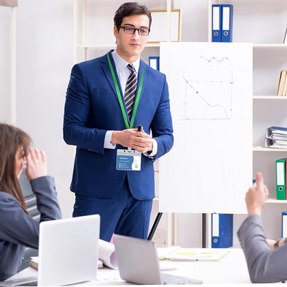 100 Pcs Lanyards for ID Badges and 100 Pcs Clear Name Tag Holders Reusable Lanyard with Clip Plastic ID Card Badge Holder Name Badges for Adults Kids Business School Office Supplies (Green)