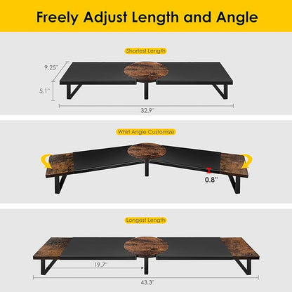 Dual Monitor Riser Stand For Desk, Adjustable Computer Monitor Stand For 2 Monitors, Shelf Riser For Desktop Organizer, For TV Laptop Printer