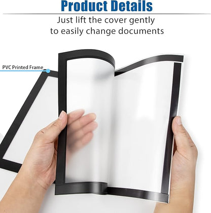 Magnetic Sign Holder, 11 x 17 Wall Mount Self Adhesive Document Display Frames, Double Sided Display for Glass Window (Black, 10pack)