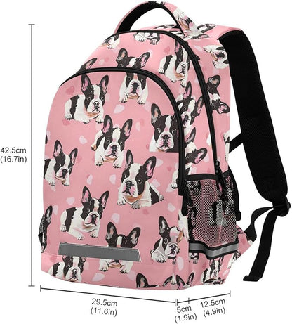 MNSRUU Laptop Backpack with Chest Strap, Bulldog School Backpack, Travel Hiking Backpack for Boys Girls Teen Adult, Rucksack, Knapsack