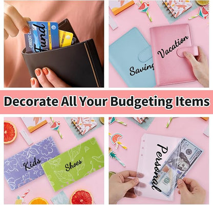 80 Cash Envelope Label Stickers - Black Bold Budget Binder List Labels for Monthly Finance Planner & A6 Cash Binder, Budgeting Category Clear Stickers for Budget Wallet, Money Coupon Organizer