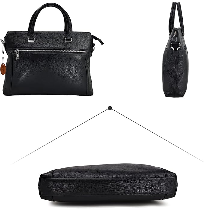 Genuine Leather Men’s Hand Bag, 14.5 inches Laptop BagBusiness Briefcase, Travel Crossbody Bag