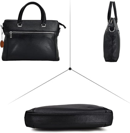 Genuine Leather Men’s Hand Bag, 14.5 inches Laptop BagBusiness Briefcase, Travel Crossbody Bag