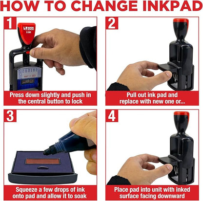Self-Inking Rubber Date Office Stamp with Received Phrase - Blue Ink & Date Red Ink - 12-Year Band