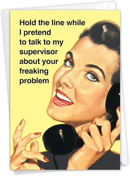 NobleWorks - Funny Work Anniversary Card with Envelope - Adult Greeting Card for Business Coworker, Woman Employees - Your Freaking Problem C4144ANG-WA