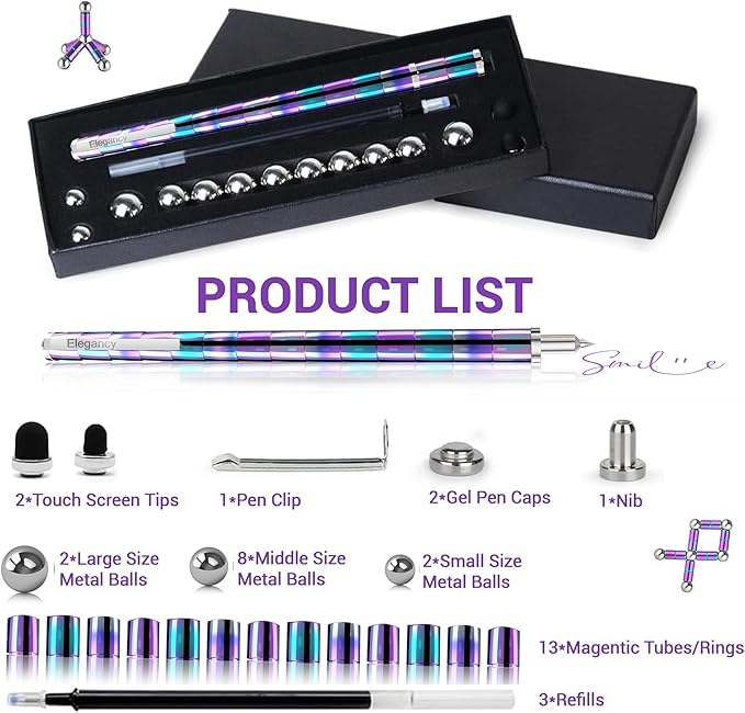 Elegancy Fidget Pen Magnetic Fidget Pen Cool Things for Teenage Boys Birthday Gifts for Kids Adults Magnet Pen Fidget Toys Teen Girl Stuff