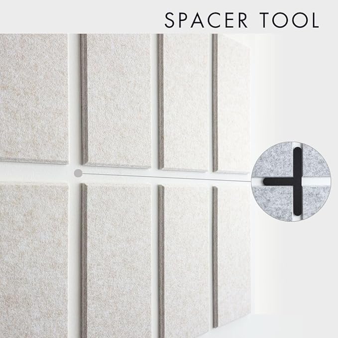 Large Cork Board for Office -Pack of 24- Black Felt Board Alternative - Felt Bulletin Board Tiles for Office Wall Decor, Push pin Board Wall Organizer for Office (Ivory Tan)