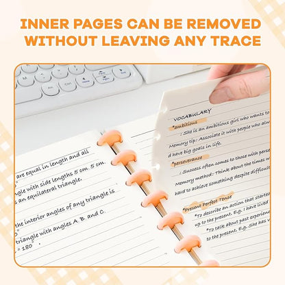 Discbound Notebook, 8-Disc Disbound Planner with Removable Pages, 180 Pages Spiral Notebook, Poly Cover Discbound Planner for Work, Travel, Note Taking(With Index Sticker),Orange,A5