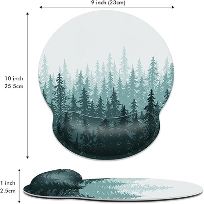 Ergonomic Mouse Pad with Wrist Support,Green Forest Mouse Pad with Wrist Rest,Relieve Wrist Pain Mousepad Non-Slip Rubber Base,Mouse Pads for Desk,Computers,Laptop,Office,Gaming,Home,Accessories