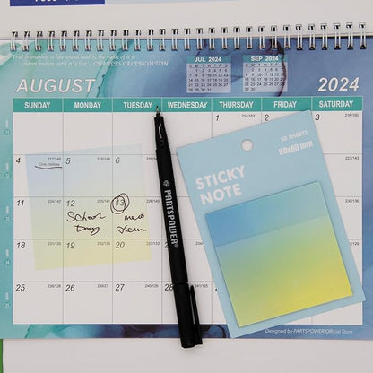 Gradient Transparent Sticky Notes, 8x8 cm See Through Notes for Annotating Bible Journaling Office Supplies, 50 Sheets/Pad, 4 Pads