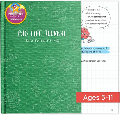 Big Life Journal - Daily Journal for Kids - A Growth Mindset Workbook for Children – Interactive Journal and Goal Planner for Kids – Daily Guided Journal for Children… (Green)