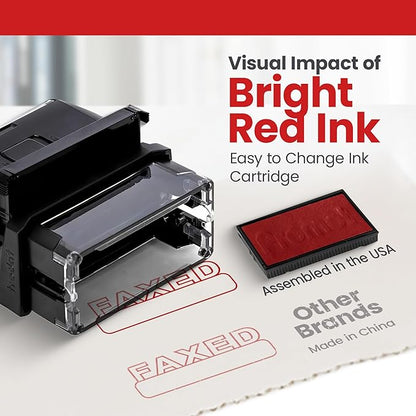 Promot Faxed Self Inking Rubber Stamp - Refillable Faxed Stamper - Business, Bookkeeping, Ordering, Accounting, Work, Office Stamps - Red Ink
