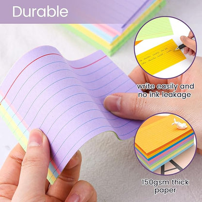Koogel Index Cards 3 x 5 Inch, 272 Count, Ruled on both Sides, 8 Assorted Colors, Note Cards for Studying School Supplies College Office