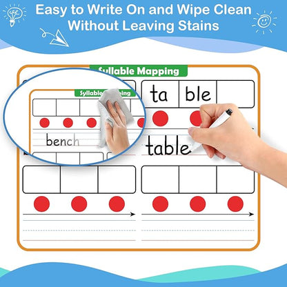 Aizweb 12 Pack Phonemic Awareness Dry Erase Board,9" x 12" Syllable Small Whiteboard,Speech Therapy Material Phonics Games,Science Reading Manipulative,Preschool Kindergarten Classroom Must Have