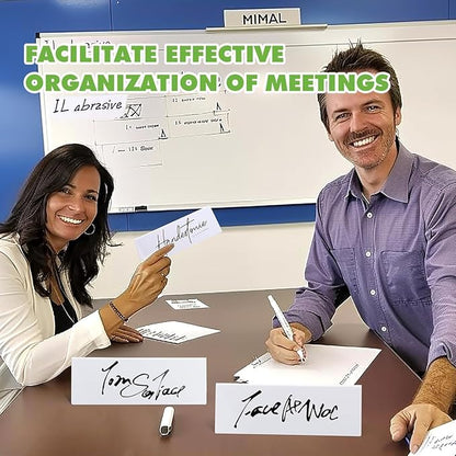 12 Pcs Dry Erase Name Tent Cards for Table, Reusable Name Cards 8.75" x 3" Desk Name Tents Sets with Dry Erase Markers and Erasers, Facilitate Effective Organization of Meetings and Classes
