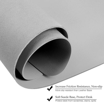 Boutilon Leather Desk Pad 30" x14",Non-Slip Mouse Pad,Office Desk Mat,Waterprooft PU Leather Desk Blotter,Desk Pad Protector,Desk Writing Pad for Home Office Decor (M-Silver)