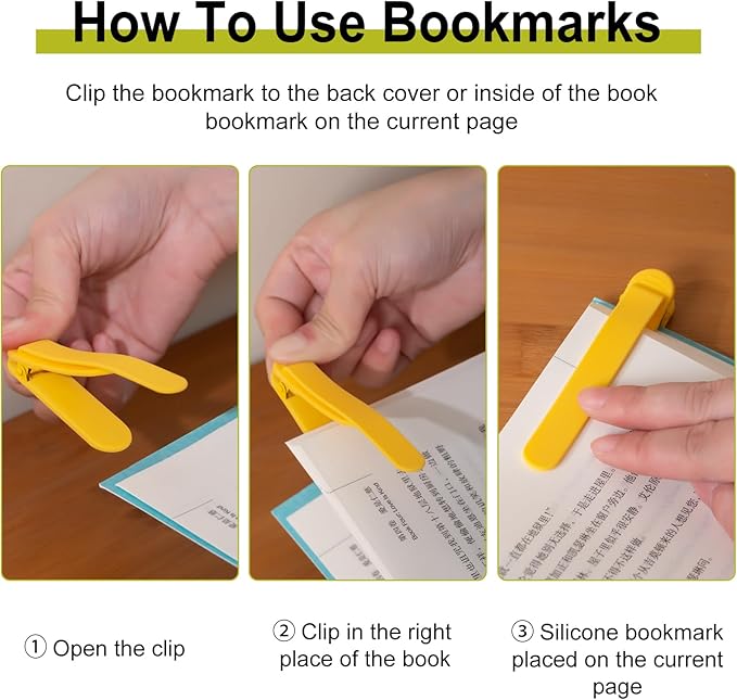 6Pcs Automatic Bookmark, Silicone Smart Book Marks for Reading Women, Men, Kids,Cute Unique Book Markers Bookmark Clip Reading Accessories Gifts for Book Lovers (Colorful 6pcs)