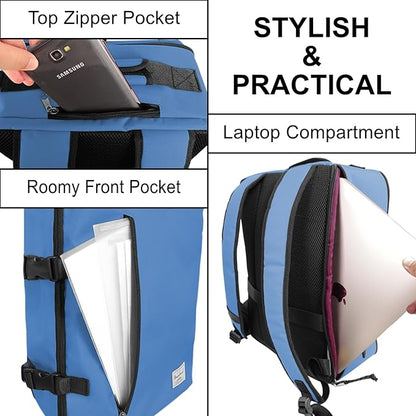 Small Carry-on Backpack Flight Approved Lightweight Casual Laptop Backpack MacBook Pro 16 Travel Gym Sport Daypack, Light Blue