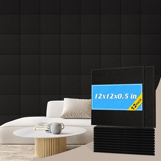 DOLLAR BOSS Large Cork Board for Wall 48" x 36" x 0.5" Bulletin Board 12 Packs Black Cork Board Tiles Self Adhesive Felt Wall Tiles with Pushpins, Corkboard for Office Pin Board Tack Board, Black