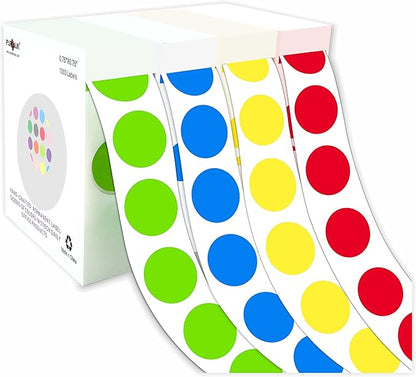 PARLAIM 4 Rolls 4000PCS 3/4" Round Circle Color-Code Dot Stickers,4 Color Style Colorful Coding Label Sticker for Home Office Classroom