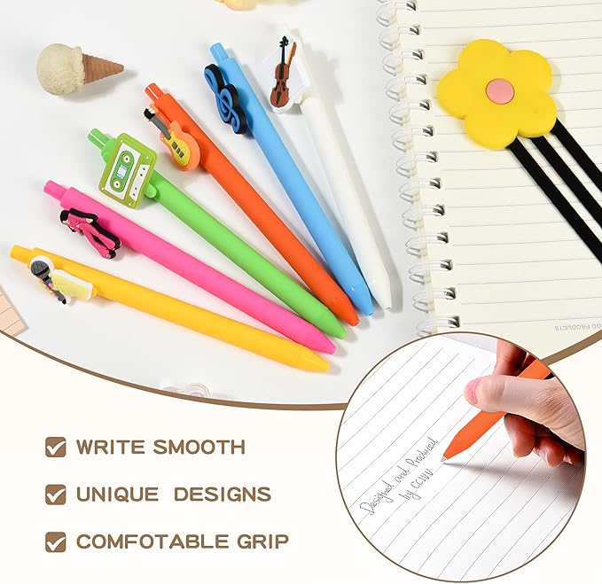 10Pcs Funny Music Theme Ballpoint Pens with Cute Music Pattern for Women Men Bulk for Coworkers Team Staff Funny Office Stationary (music)