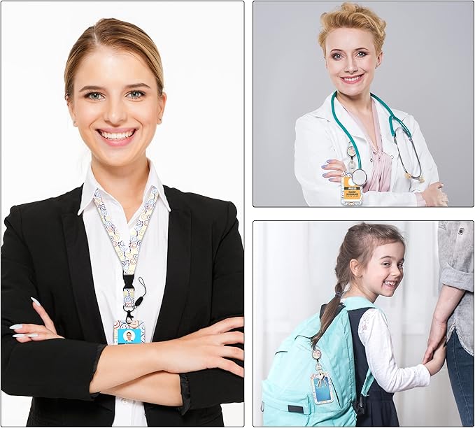 Cute ID Badge Holder with Lanyard Retractable Badge Reel Clip Funny Lanyards for ID Badges Name Tags Keychain for Office Teacher Doctor Student Women Men Nurse Accessories for Work