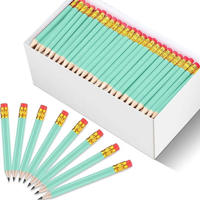 Chivao 288 Pieces Golf Mini Pencils Bulk with Eraser #2 HB Golf Short Pre Sharpened Pencils for Party Favors Office Supplies 4 Inch(Sage Green)