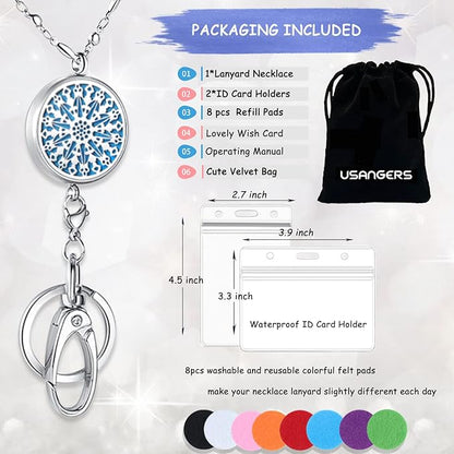 Lanyards for ID Badges - Lanyards for Women - Teacher Lanyard Strong Stainless Steel Badge Necklace Lanyard Keychain Nurse Gifts Fashion Office Work Jewelry Silver Chain ID Badge Holder with Lanyard