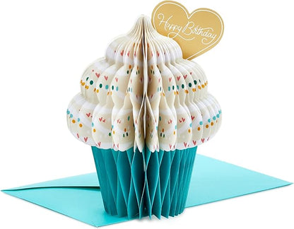 Hallmark Paper Wonder Romantic Pop Up Birthday Card for Husband, Wife, Boyfriend, Girlfriend (Honeycomb Cupcake)
